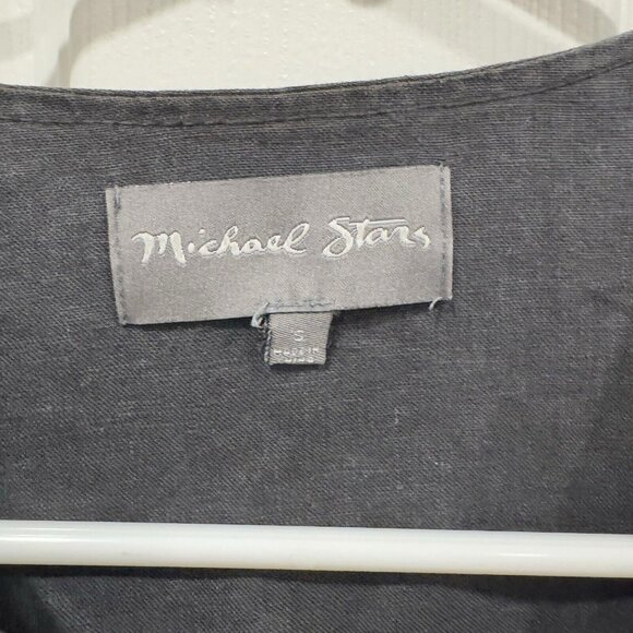 MICHAEL STARS BLACK WATER RESISTENT WOVEN LINEN TRENCH ZIP COAT SIZE S $278 - Picture 5 of 9